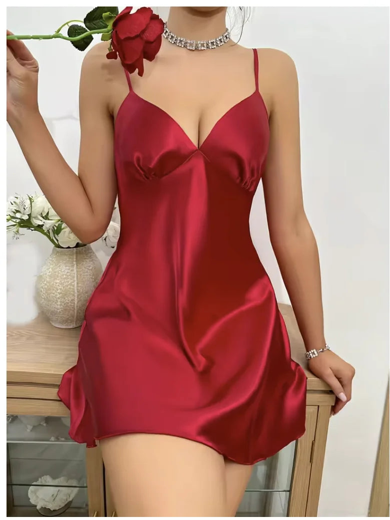 Sexy Nightdress Women's Nightgown V-neck Night Dress Sleeveless Lace Soft and Comfortable Loungewear Sleepwear Base Skirt