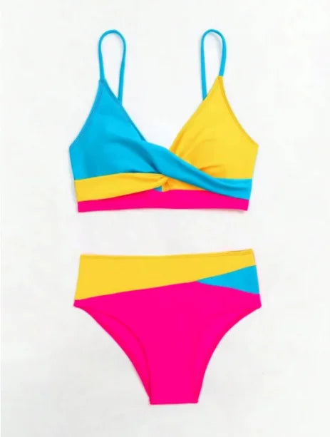 2026 New Patchwork Two-Piece bikini Swimsuit Sexy Women Tight Hollow Swimsuit Backless Swimwear Cross Push Up Beach Bathing Suit