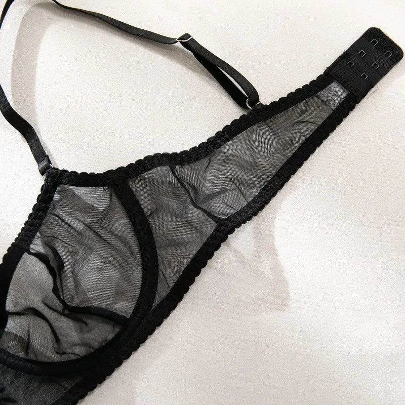 Toucheart Erotic Lingerie with Stockings Mesh Thin Model See-through Patchwork Body Shaping Seductive Women Delicate Underwear