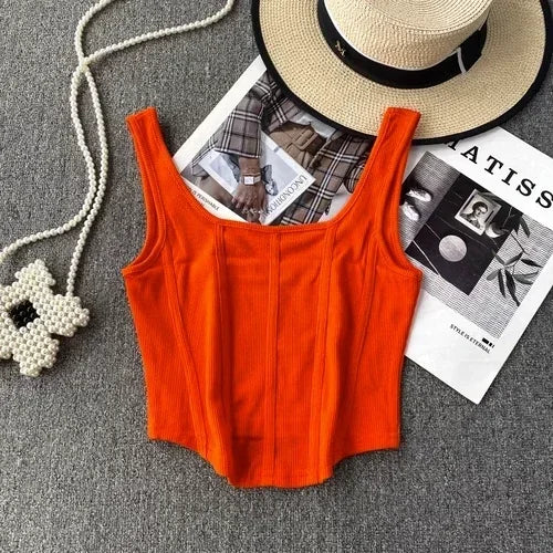 Vintage Denim Tanks Camis for Women Almighty Casual Sleeveless Zipper Spliced Femme Corset Crop Tops Elegant Chic Tank Camisoles