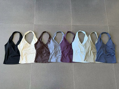 Halter Vest Gym Vest Woman Backless Tank Tops Push Up Sport Vest Running Outdoor Recreation Vest Workout Elastic Tops Activewear