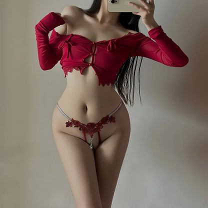 Women Sexy Jewelry Diamond Seductive Erotic Thong G-String Perspective Hollowed Out Embroidery Sexy Underwear Girlfriends Gifts