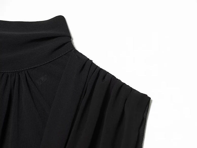 Women's Tops Summer Fashion Pleated Tops Women Turtleneck Sleeveless Tops Casual Female Chic Tops