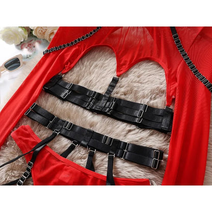 Tornova Sexy Lingerie Set for Women Strap Sexy Lingerie Mesh Splicing Hollow Sexy Lingerie 5-piece Set Halter Underwear Set New