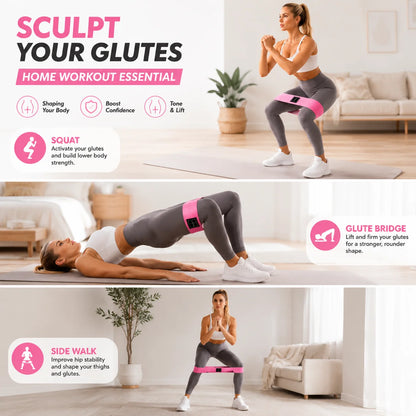 3PCS Fabric Resistance Bands Set for Women, Non Slip Workout Bands for Glutes, Legs & Home Fitness