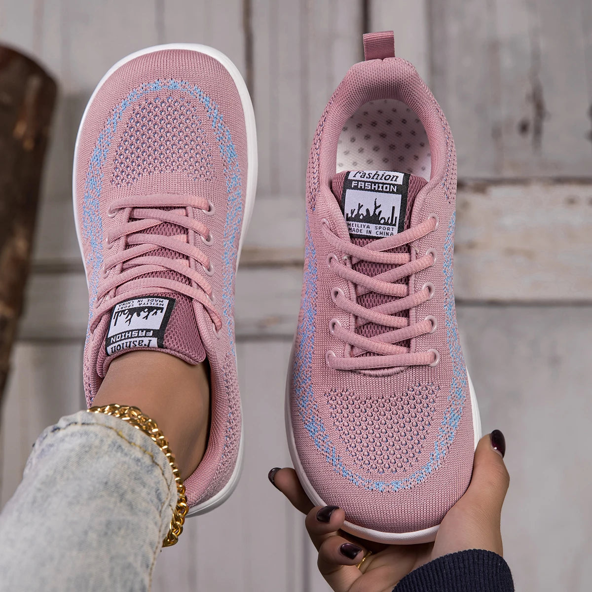 Pink Casual Women's Wide Toe Shoes Women Sport Fashion Platform Sneakers Ladies Flats Running Shoes Mesh Jogging Tennis