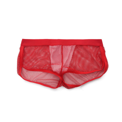 Sexy Man Boxers Transparent Mesh Underwear Men's Inner Pouch Panties Side Split See Through Boxer Shorts Boxershorts Underpants