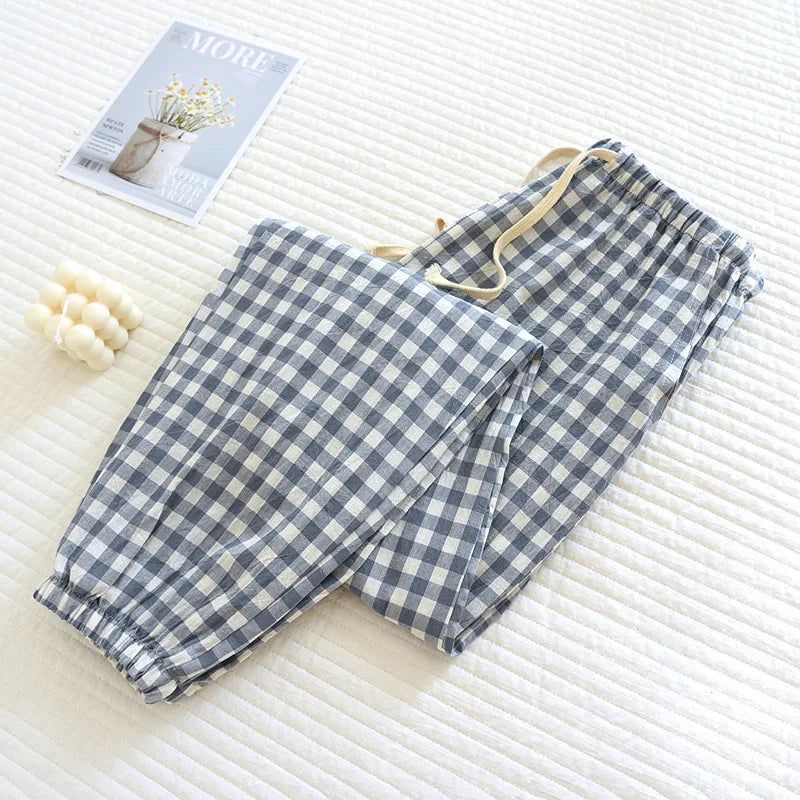 New Women's Casual Home Pants for Couple Plaid Sleepwear Pajama Pants Spring Summer Home Pants for Lovers Men Women Home Bottoms