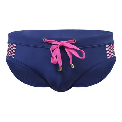 Men Summer Swim Briefs Low-rise Drawstring Sexy Swimming Briefs Dot Stitching Print Swimming Trunks Swimwear 남성 수영 팬티