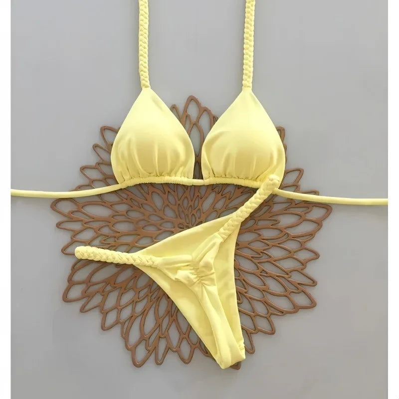 2026 hot Bikinis Push Up Women Swimsuits Sexy Swimwear Brazilian Bikini Set Thong Biquini Solid Swimsuit Summer Beachwear