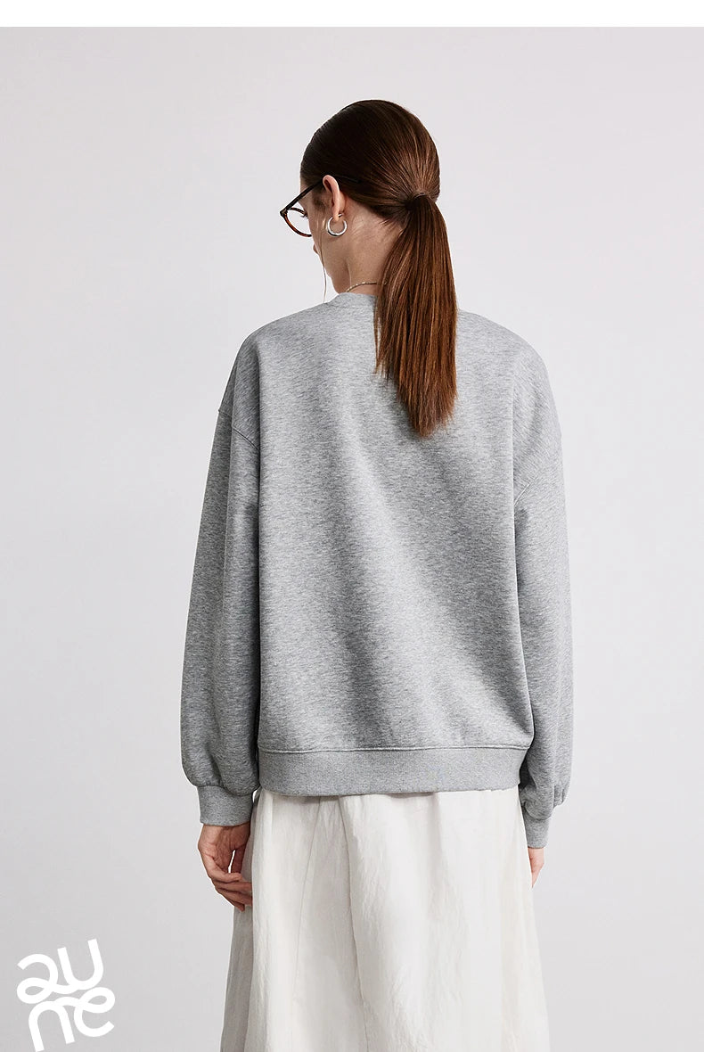 TOYOUTH Women Cotton Sweatshirt 2026 Spring New Knit Striped Turn-Down Collar Loose Unique Stylish Top