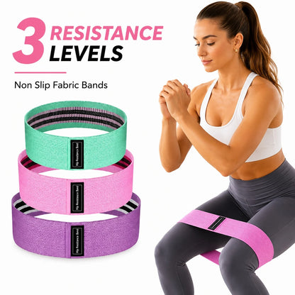 3PCS Fabric Resistance Bands Set for Women, Non Slip Workout Bands for Glutes, Legs & Home Fitness
