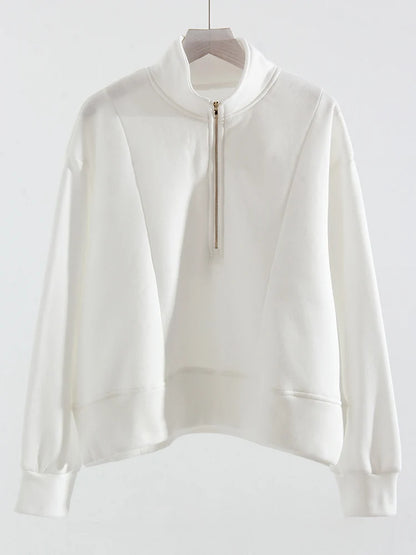 Winter Velvet Sweatshirt For Women With Half Zipper Coats Basic Green Oversize Warm Fleece Half Zip Up Sweatshirt Pullover Women