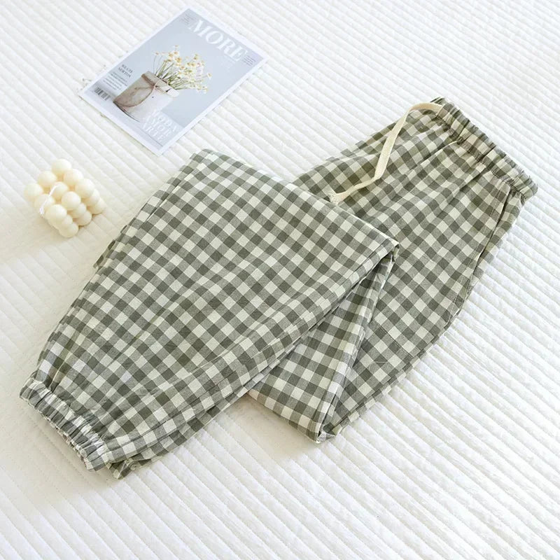 New Women's Casual Home Pants for Couple Plaid Sleepwear Pajama Pants Spring Summer Home Pants for Lovers Men Women Home Bottoms