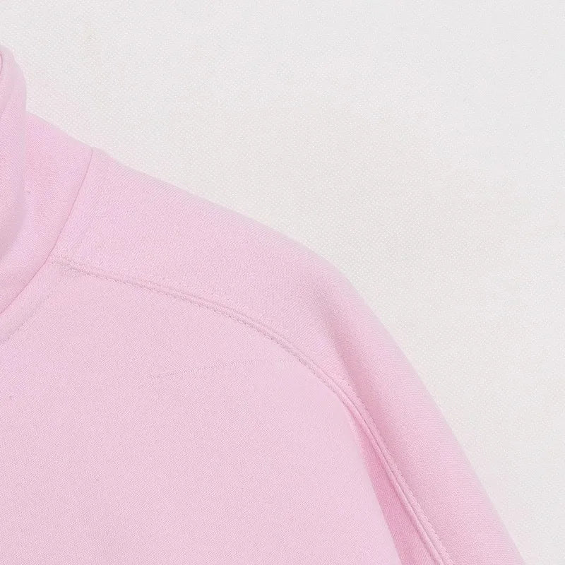 Disney Pink Disneyland Letter Embroidery Cartoon Mickey Minnie Cute Print Sweatshirt Zipper Women Jumper Fleece Pullover Unisex