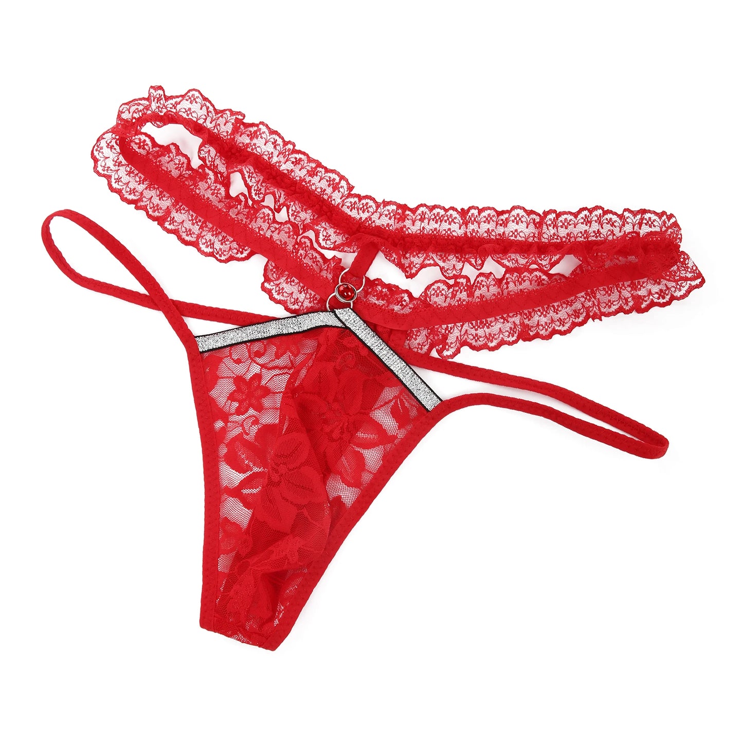 Men Sexy Thong Lace Sheer Underwear Tanga Hombre Man Panties Sissy Erotic Lingerie G String Ultra-Thin Rhinestone Underpants