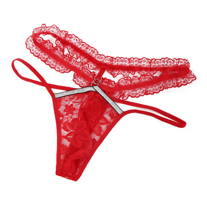 Men Sexy Thong Lace Sheer Underwear Tanga Hombre Man Panties Sissy Erotic Lingerie G String Ultra-Thin Rhinestone Underpants