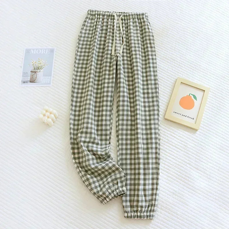 New Women's Casual Home Pants for Couple Plaid Sleepwear Pajama Pants Spring Summer Home Pants for Lovers Men Women Home Bottoms