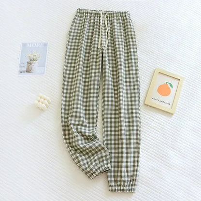 New Women's Casual Home Pants for Couple Plaid Sleepwear Pajama Pants Spring Summer Home Pants for Lovers Men Women Home Bottoms