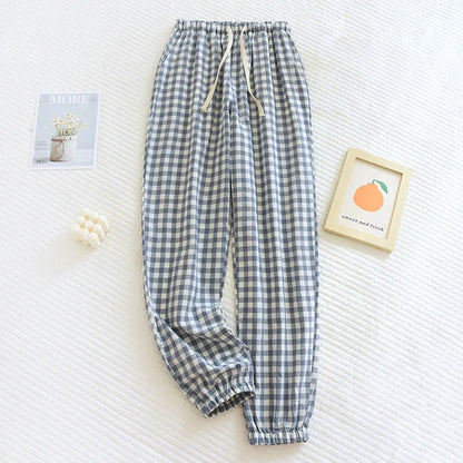 New Women's Casual Home Pants for Couple Plaid Sleepwear Pajama Pants Spring Summer Home Pants for Lovers Men Women Home Bottoms
