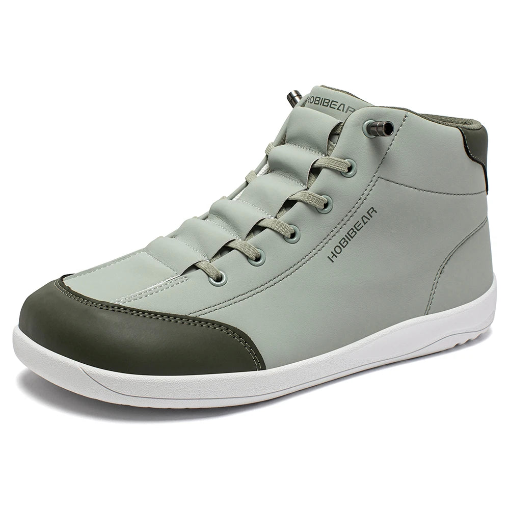 HOBIBEAR Mid-Top Barefoot Shoes Unisex Wide Toe Minimalist Ankle Boots Artificial Leather Outdoor Non-Slip Sneaker