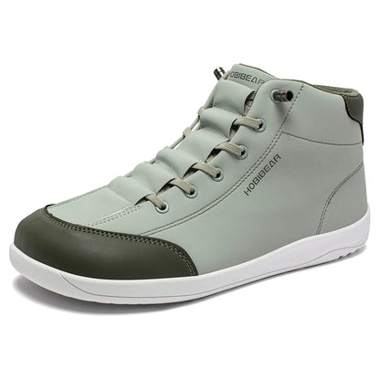 HOBIBEAR Mid-Top Barefoot Shoes Unisex Wide Toe Minimalist Ankle Boots Artificial Leather Outdoor Non-Slip Sneaker