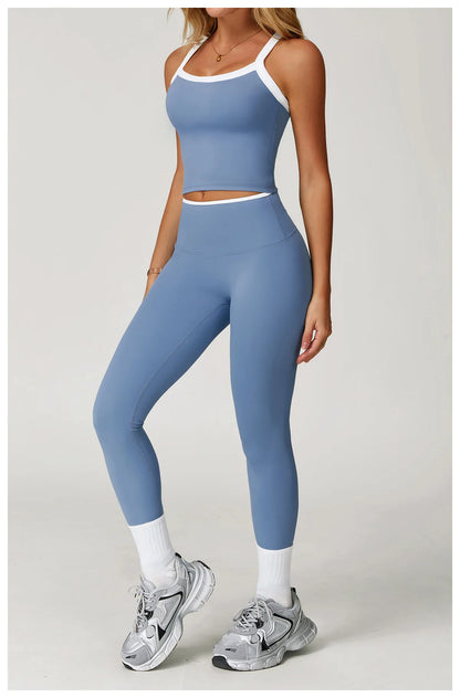 2 Pieces Yoga Set Women Workout Outfits Fitness Clothes Sportswear Gym Tracksuit High Waist Leggings Sports Bra Athletic Wear