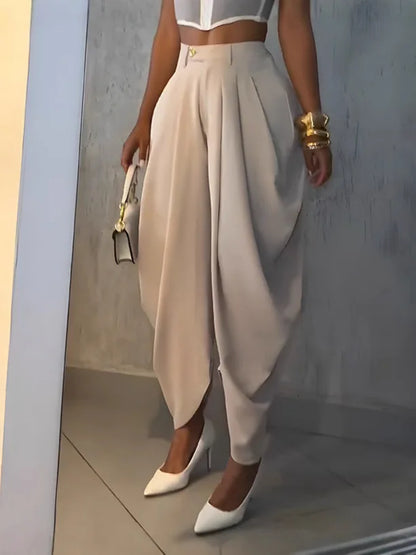 Casual Loose Pants Women Chic High Waist Pleated Wide Leg Trousers Female 2025 Fashion Autumn Lady Pants Bottoms Women Clothes
