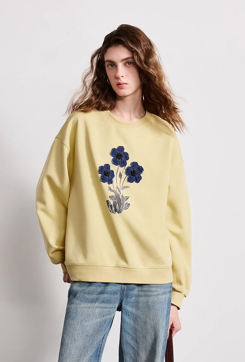 TOYOUTH Women Cotton Sweatshirt 2026 Spring New Knit Striped Turn-Down Collar Loose Unique Stylish Top