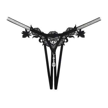 Women Sexy Jewelry Diamond Seductive Erotic Thong G-String Perspective Hollowed Out Embroidery Sexy Underwear Girlfriends Gifts