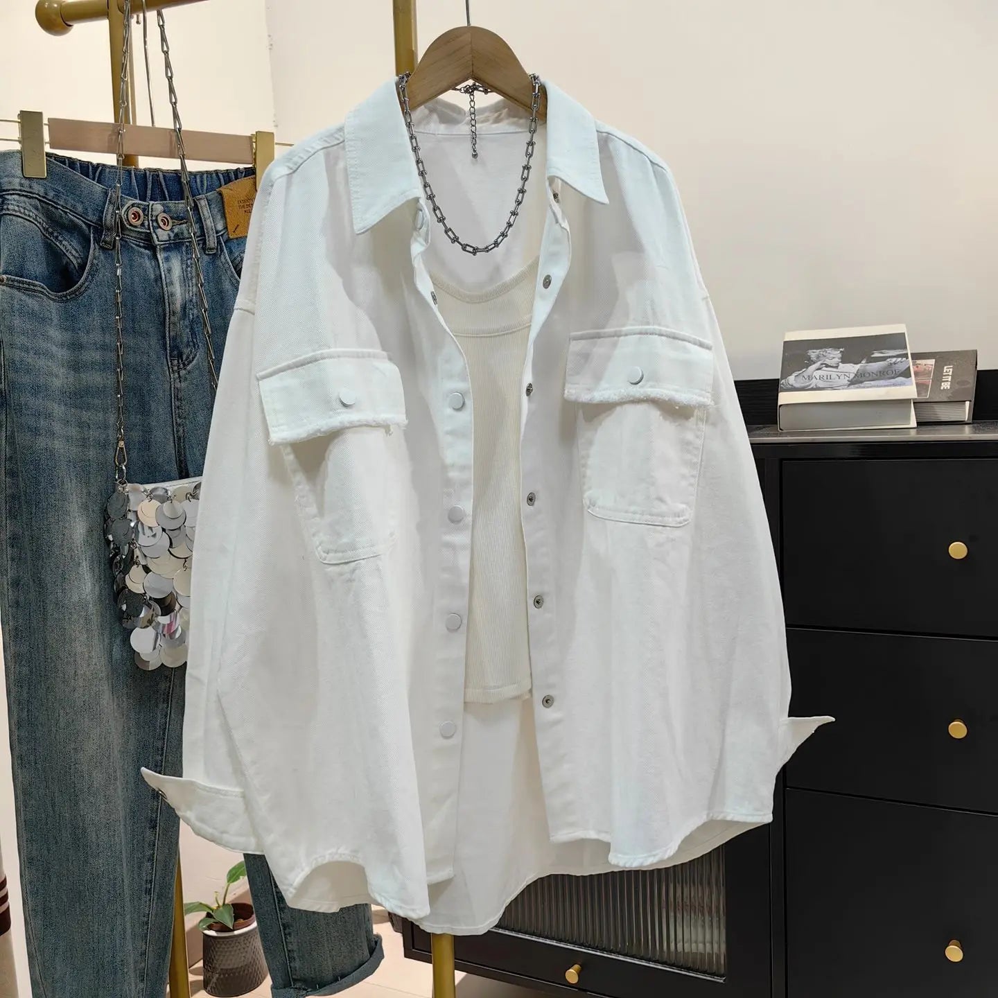 Loose Casual Denim Workwear Jacket Women's Spring Autumn New Version Large Size Shirt Lazy Minimalist Versatile Shirt