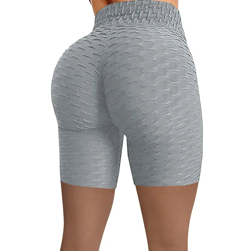 2026 Women's High Waist Bubble Sports Yoga Pants, Hip Lifting Slimming Elastic Five Point Shorts Outdoor Casual Shorts
