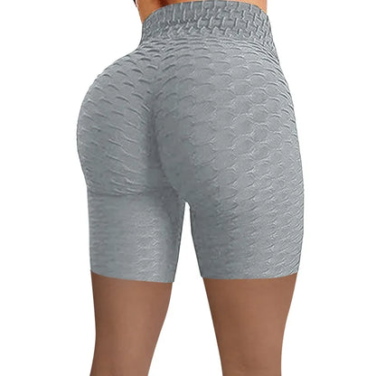 2026 Women's High Waist Bubble Sports Yoga Pants, Hip Lifting Slimming Elastic Five Point Shorts Outdoor Casual Shorts