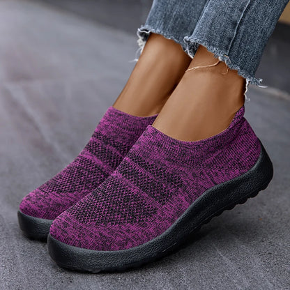 2024 New Women Sport Sneaker Flat Bottom Breathable Comfortable Women Sneakers Slip On Sock Solid Color Women's Running Shoe