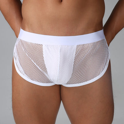 Sexy Man Boxers Transparent Mesh Underwear Men's Inner Pouch Panties Side Split See Through Boxer Shorts Boxershorts Underpants