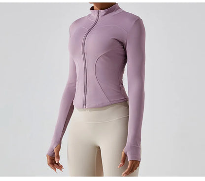 Zipper Long Sleeve Sports Jacket Women Fitness Yoga Shirt Gym Top Activewear Running Coats Push Up Workout Clothes Woman Jacket