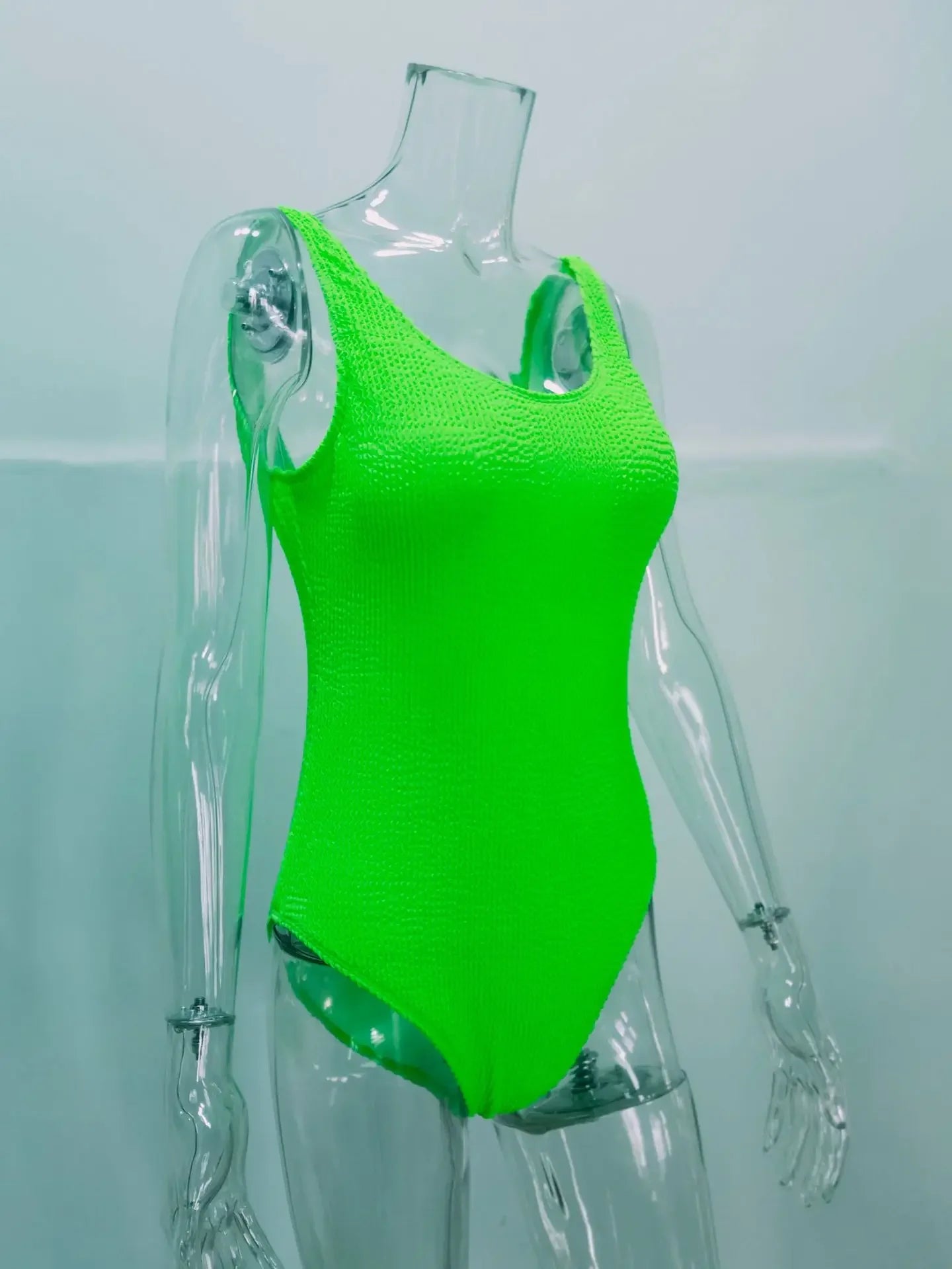 Sexy Ribbed Wrinkled One-piece Bikini Female Swimsuit Women Push Up Bra Swimwear