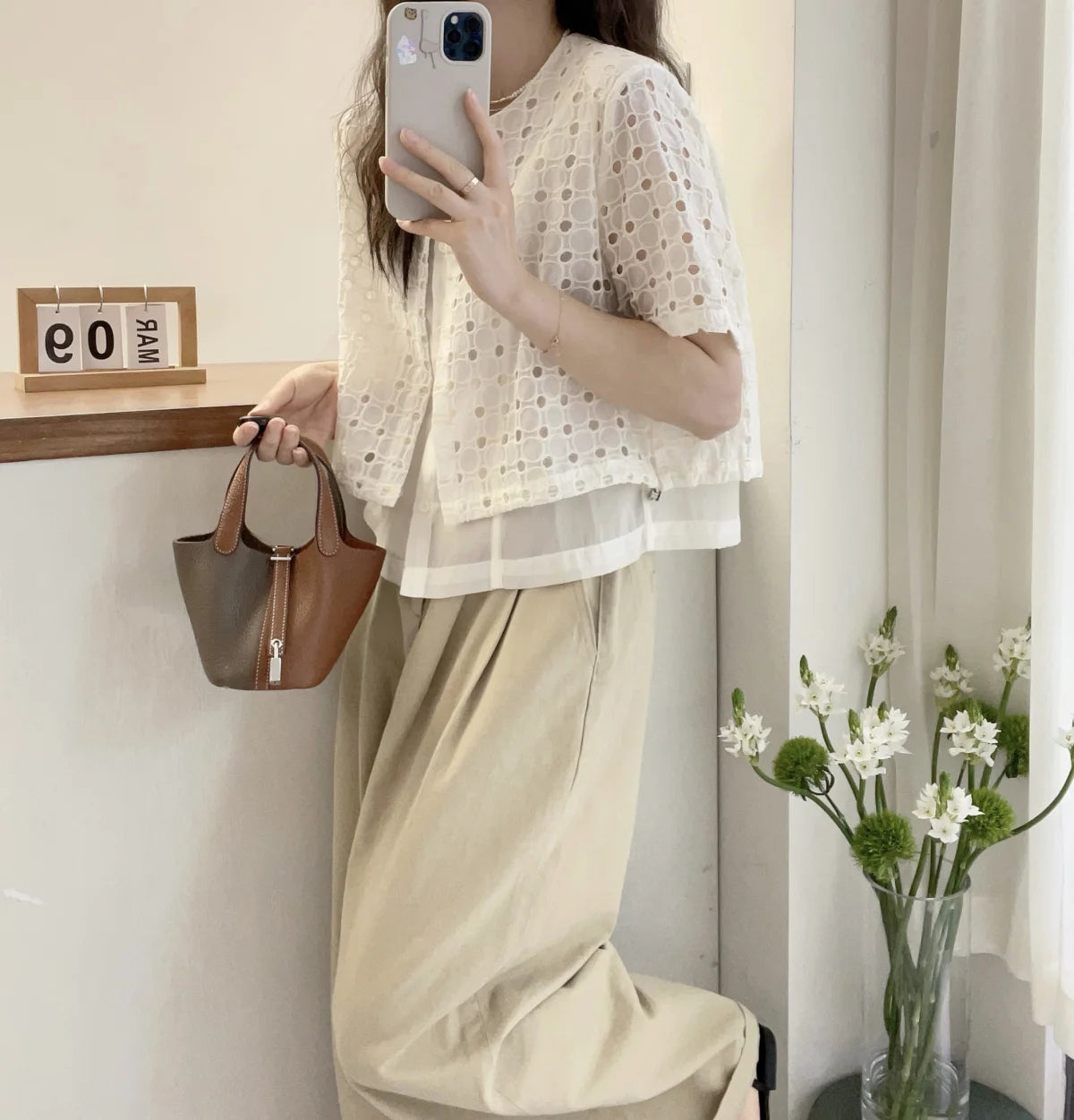 Korean style Hollow Out Patchwork Shirts Women Summer Loose O Neck Buttons Tops Y2K Fashion Casual Fake Two Pieces Shirts