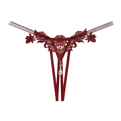 Women Sexy Jewelry Diamond Seductive Erotic Thong G-String Perspective Hollowed Out Embroidery Sexy Underwear Girlfriends Gifts