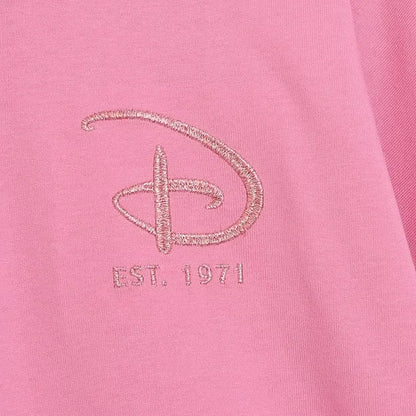 Disney World Letter Mickey Mouse Cartoon Print Embroidery Flares Pearl Pink Sweatshirt Sweet Women Long Sleeve Loose Jumper Tops