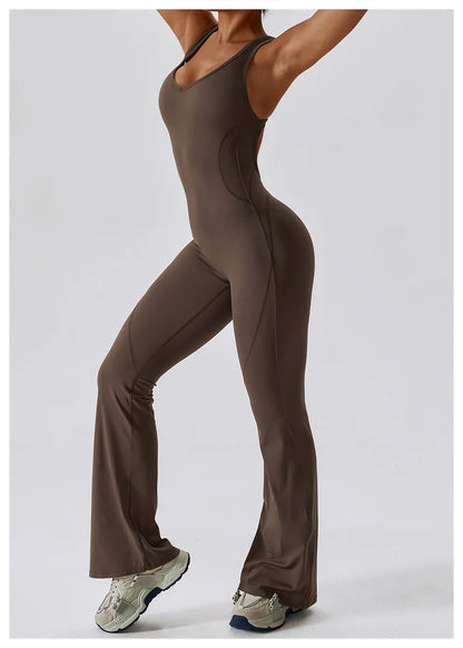 Solid Yoga Jumpsuit One Piece Outfit Fitness Bodysuit Workout Clothes for Women Sportwear Women Buttock lifting Set Activewear