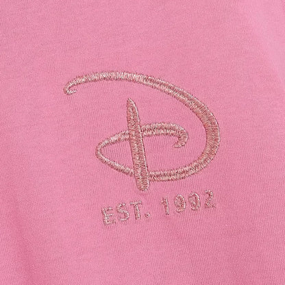 Disney World Letter Mickey Mouse Cartoon Print Embroidery Flares Pearl Pink Sweatshirt Sweet Women Long Sleeve Loose Jumper Tops