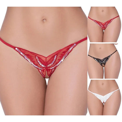 Open Crotch Briefs Thong Transparent T Pants Underwear Ladies Pantys Sexy Lingerie Womens Panties Lace Sequins Embroidery