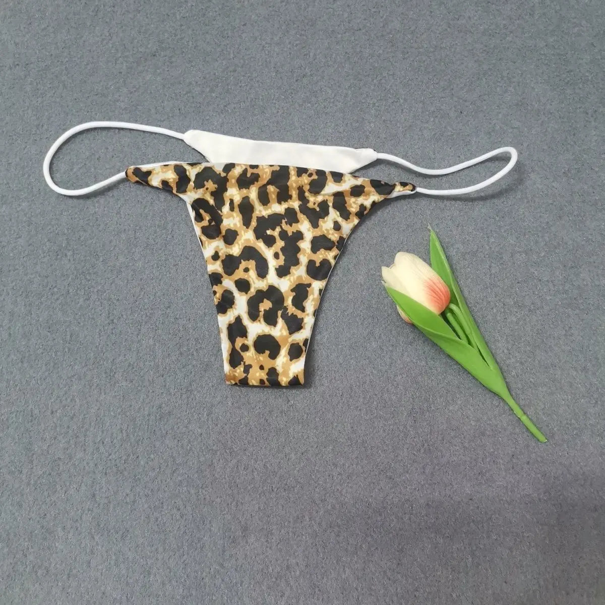 6PCS/Set Strap Thong Double Layer Cotton Panties for Women Plus Size Sexy Seamless Underwear Leopard/Camouflage G String