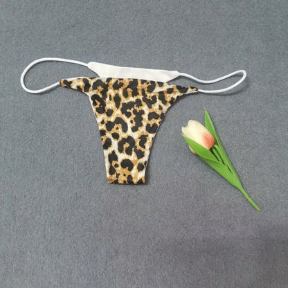 6PCS/Set Strap Thong Double Layer Cotton Panties for Women Plus Size Sexy Seamless Underwear Leopard/Camouflage G String