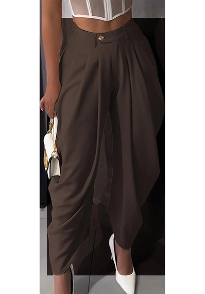 Casual Loose Pants Women Chic High Waist Pleated Wide Leg Trousers Female 2025 Fashion Autumn Lady Pants Bottoms Women Clothes